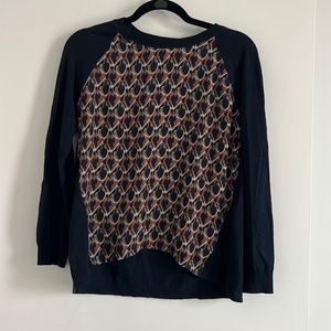 Vintage Navy with orange paisley print Cotton Polyester crew neck sweater